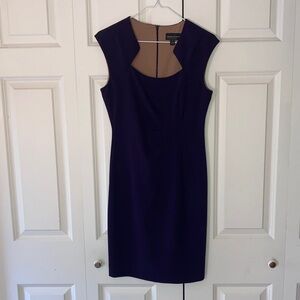 Connected Apparel women 4 dress dark purple notched neckline cap sleeves sheath